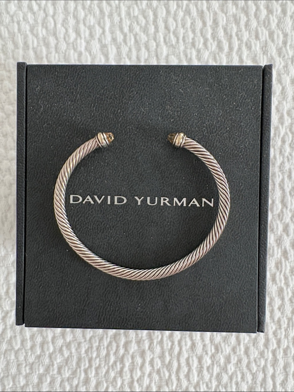 David Yurman Silver Cable Flex Bracelet with Citrine